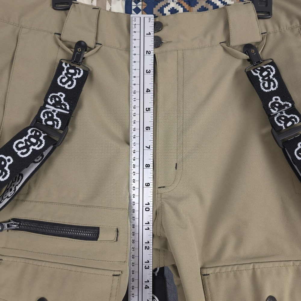 Saga Outerwear Snowboard Cargo Pants Mens Large Khaki Vented Suspenders Ski - Picture 9 of 16